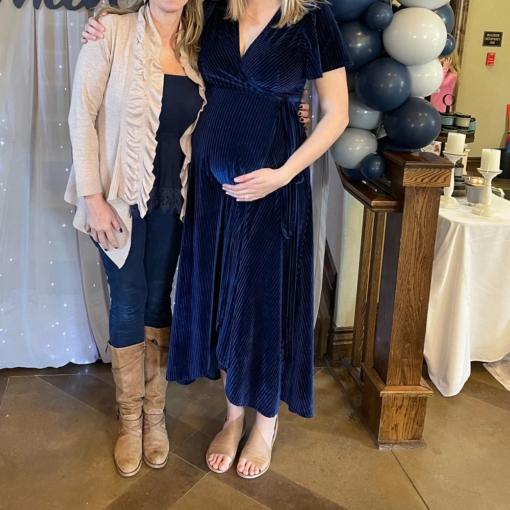 Baltic Born Navy Blue Velvet High-Low Dress - Picture 4 of 4